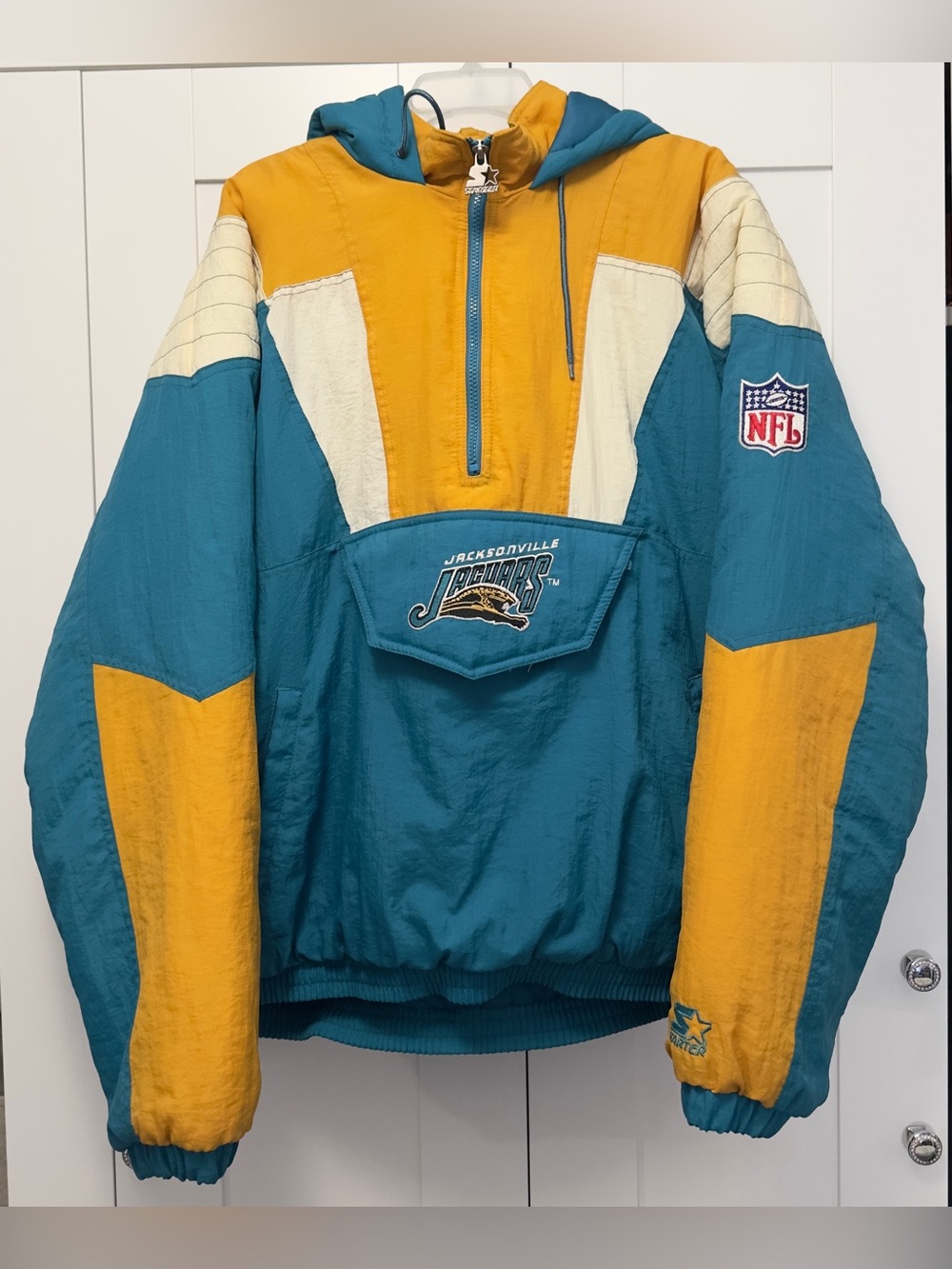 Jacksonville Jaguars NFL Hooded Coat Blue and Yellow Men’s Sz LG